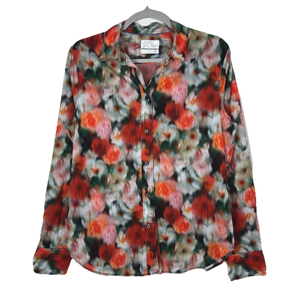 Liberty of London X J Crew Button Down shirt Womens 10 Floral Slim Fitted Preppy